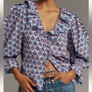 Maeve Scallop V-neck Blouse